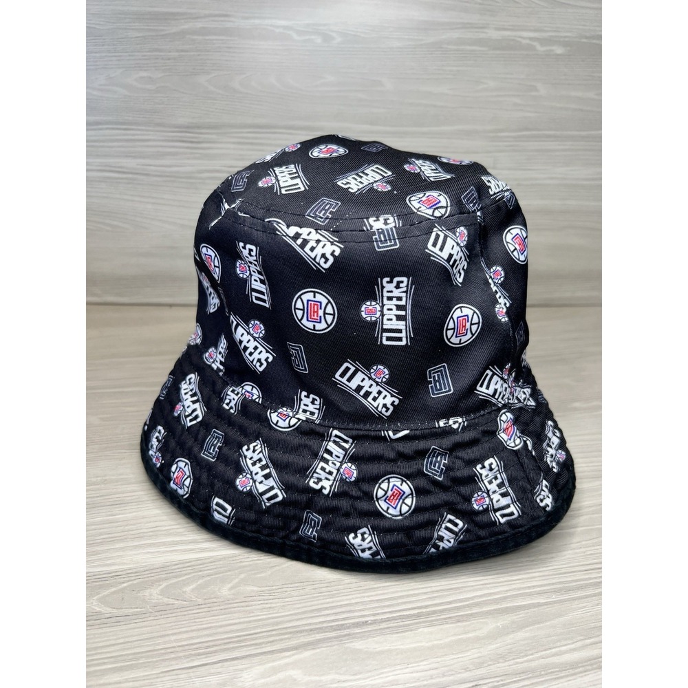 LA Clippers NBA Reversible Bucket Hat Black All Over Print Embroidered Logo
